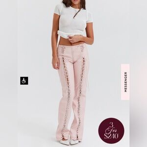 HOUSE OF CB ELLIOT PINK LACE UP PANT SIZE L